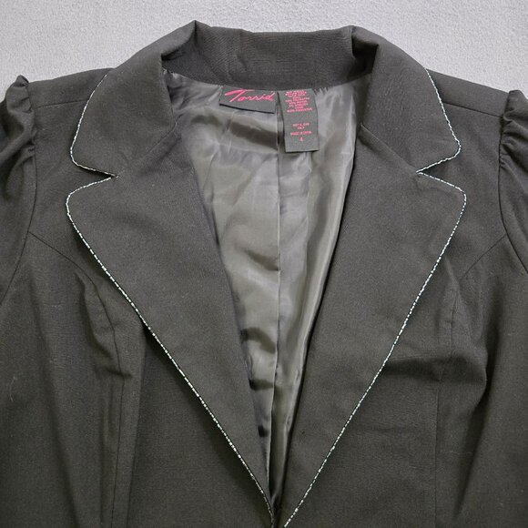 Torrid Women 4 Beaded Trim Black Cropped Blazer Jacket - Picture 4 of 11